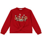 طقم بنات تنورة تول باللون الأحمر والبيج, 2, hi-res